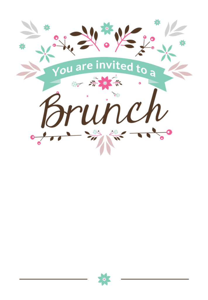 Flat Floral Free Printable Brunch Invitation Template Gre Free