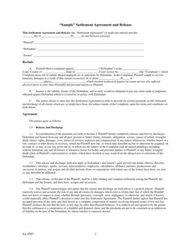 FREE 9 Settlement Agreement Templates In PDF MS Word