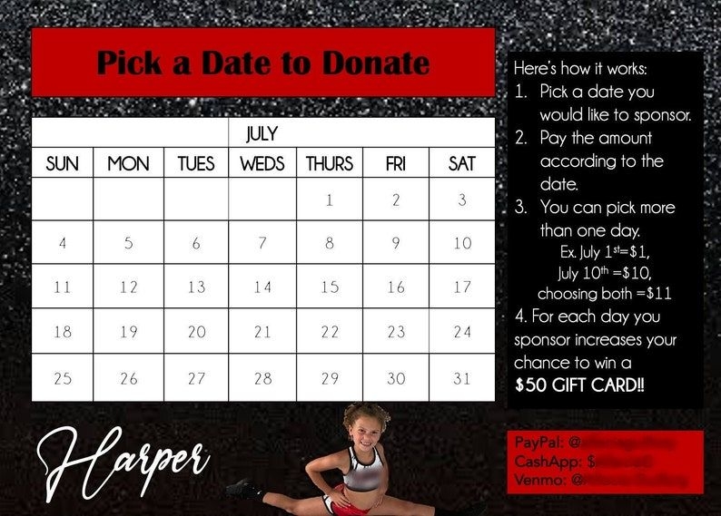 Free Cheer Calendar Fundraiser Template Printable Calendar 2023