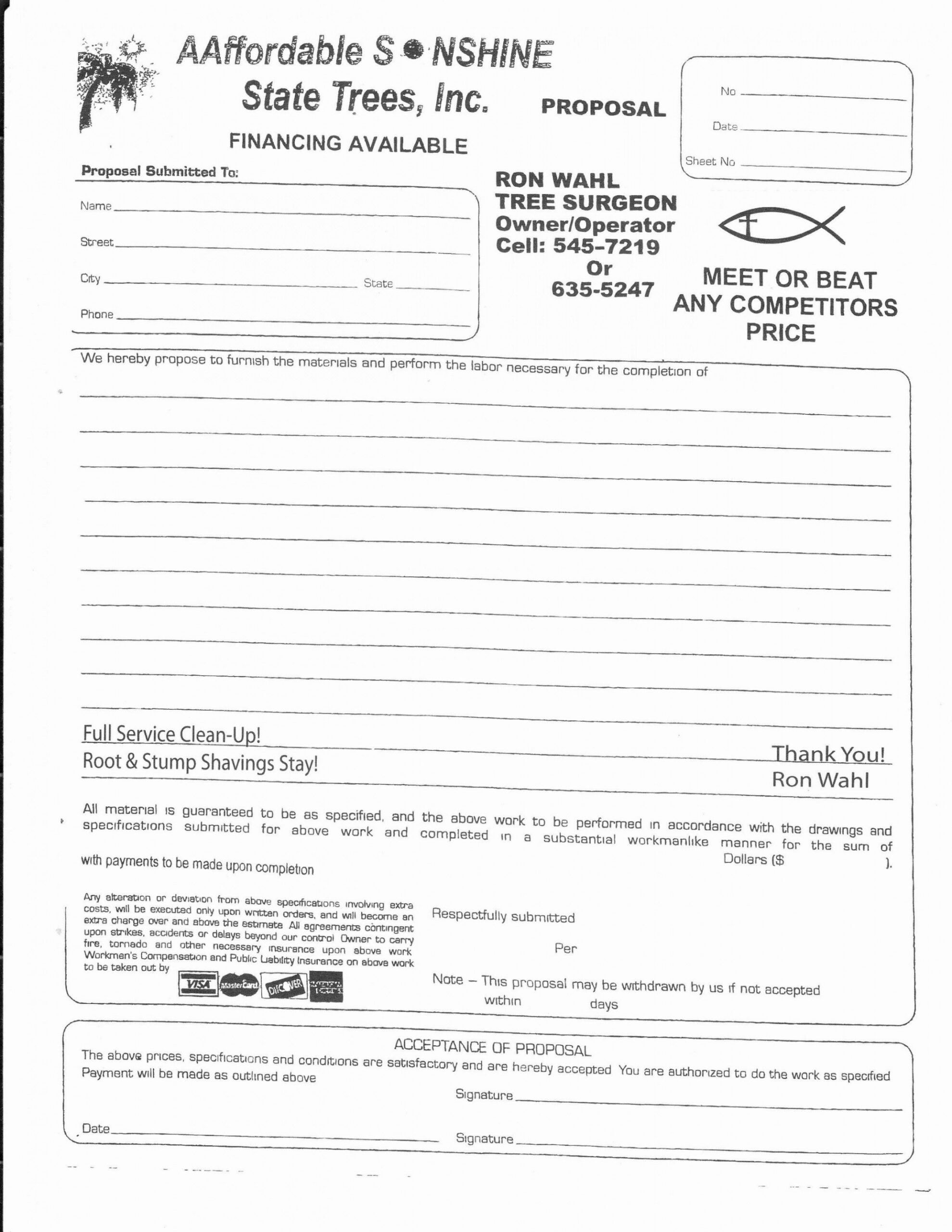 Free Editable Printable Tree Removal Contract Template Fresh 10 Best Of 
