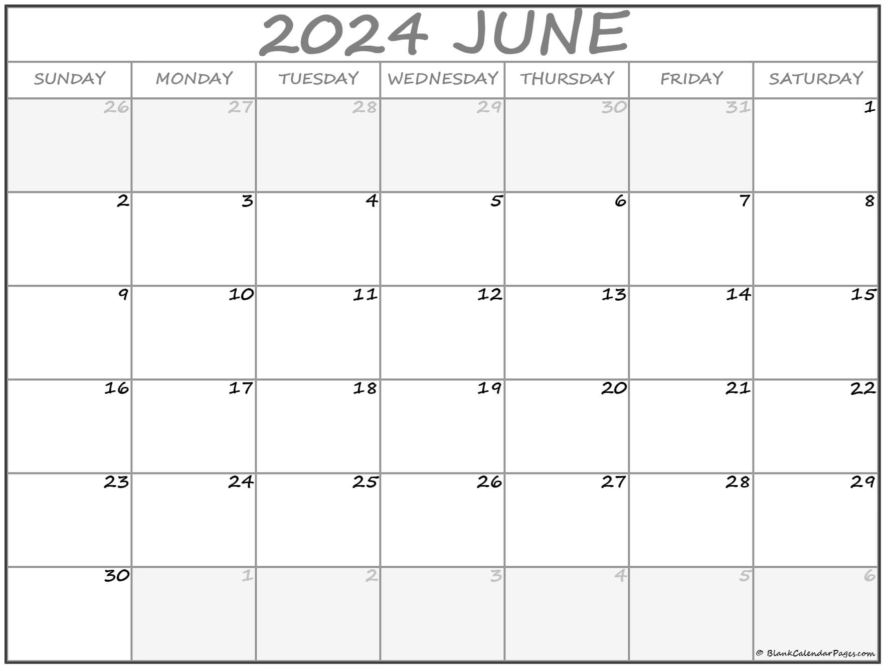 Free Printable 2024 June Calendar 2024 CALENDAR PRINTABLE
