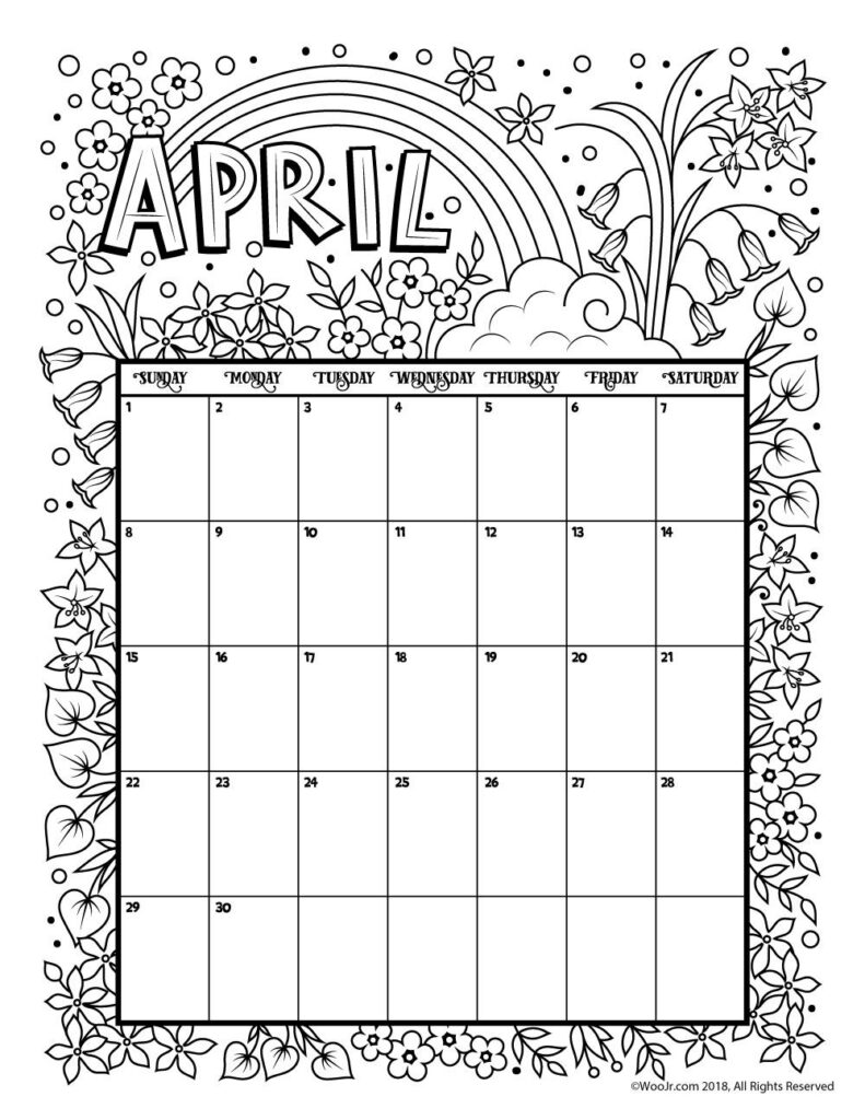 Free Printable Calendar April Printable World Holiday