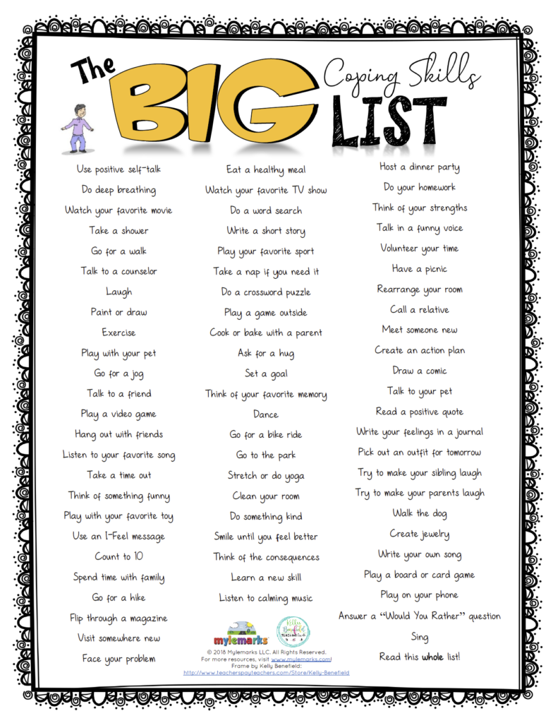 Free Printable Coping Skills Lists Get Your Hands On Amazing Free