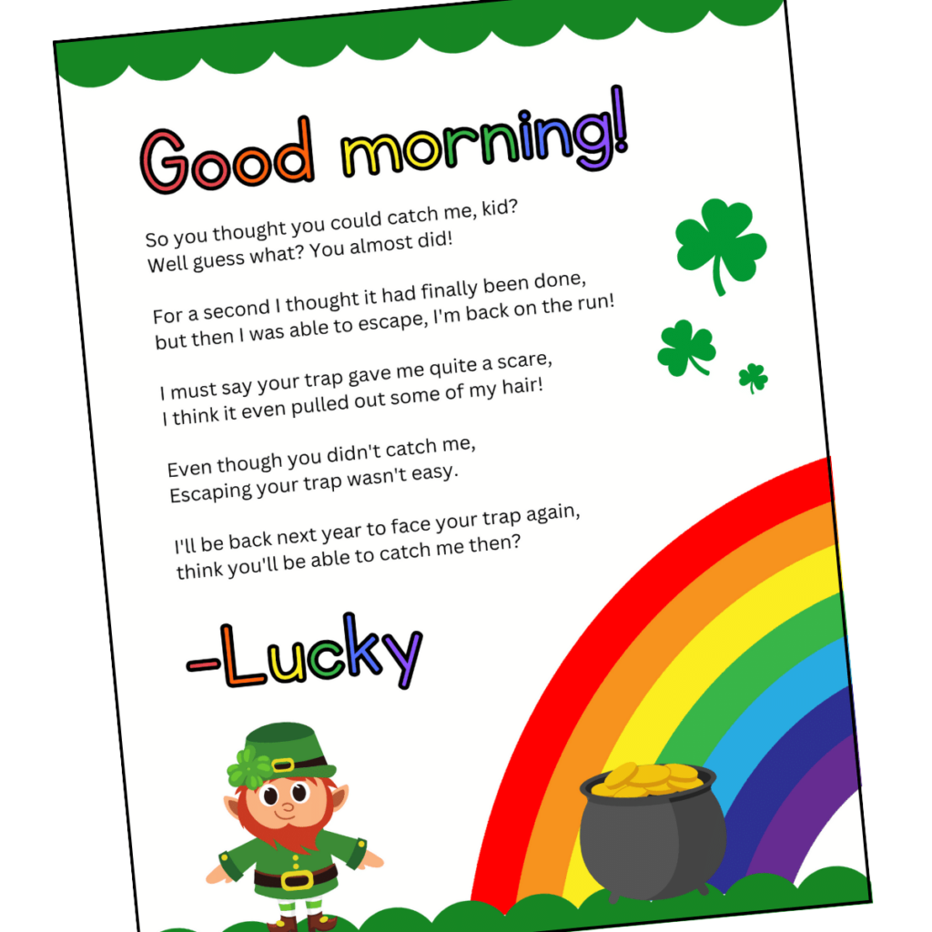 Free Printable Leprechaun Letter To Child