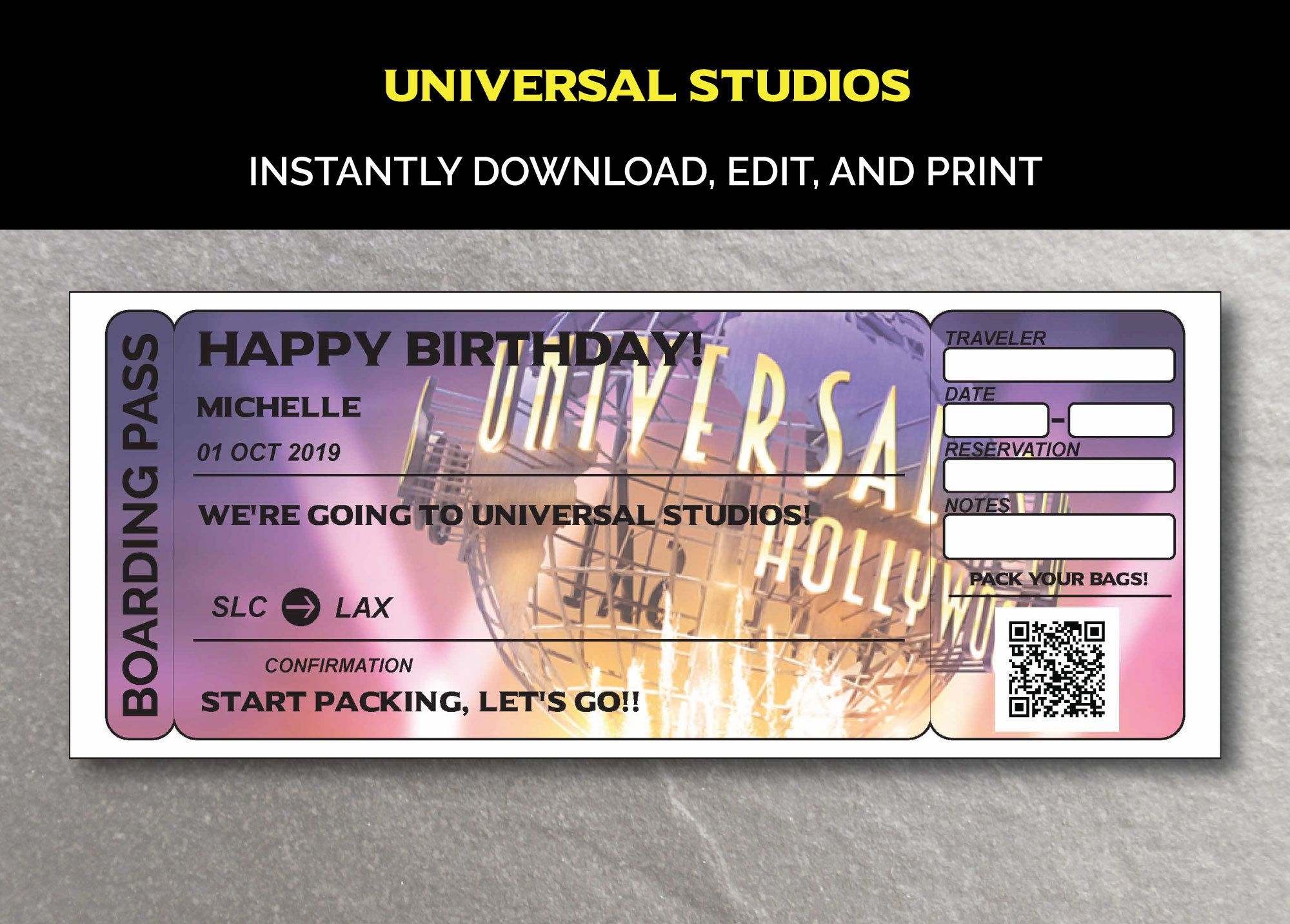Free Printable Universal Studios Tickets Customize And Print