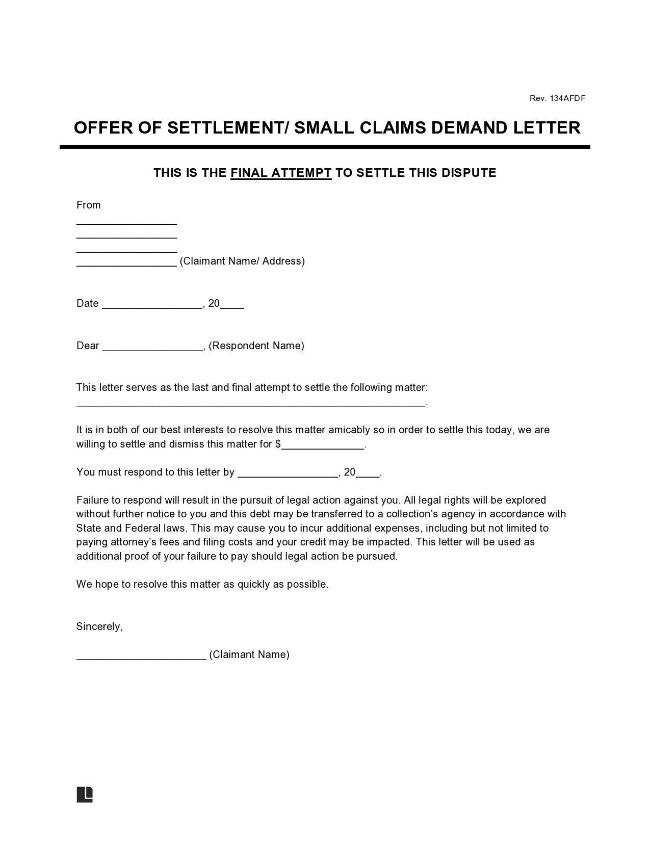 Free Small Claims Demand Letter Template PDF Word