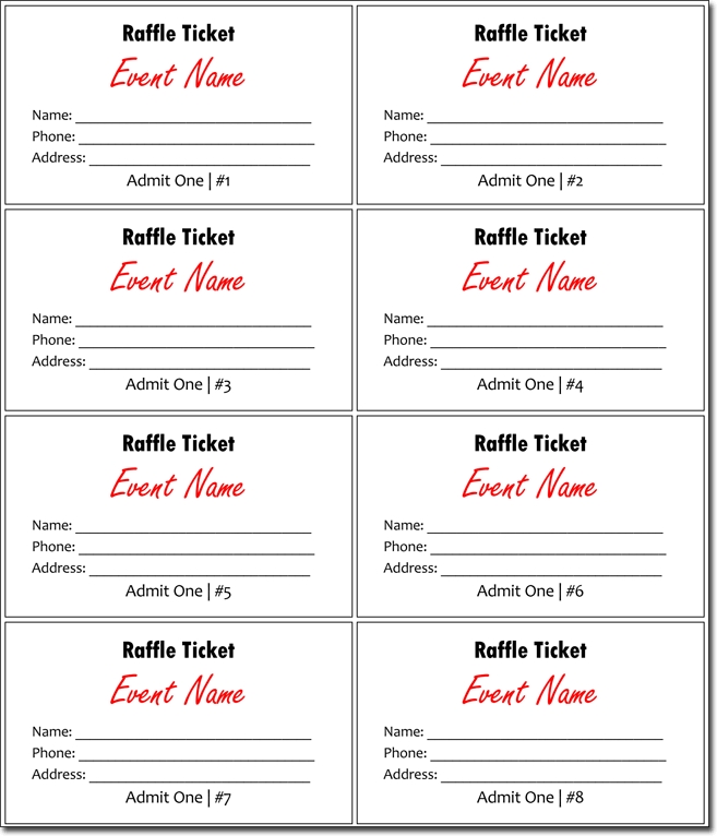 Generic Blank Raffle Tickets With Name Address Phone Number Etsy 