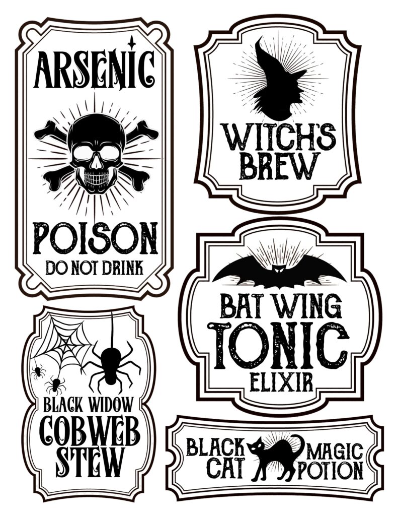 Halloween Labels For Bottles Printable Printable Word Searches