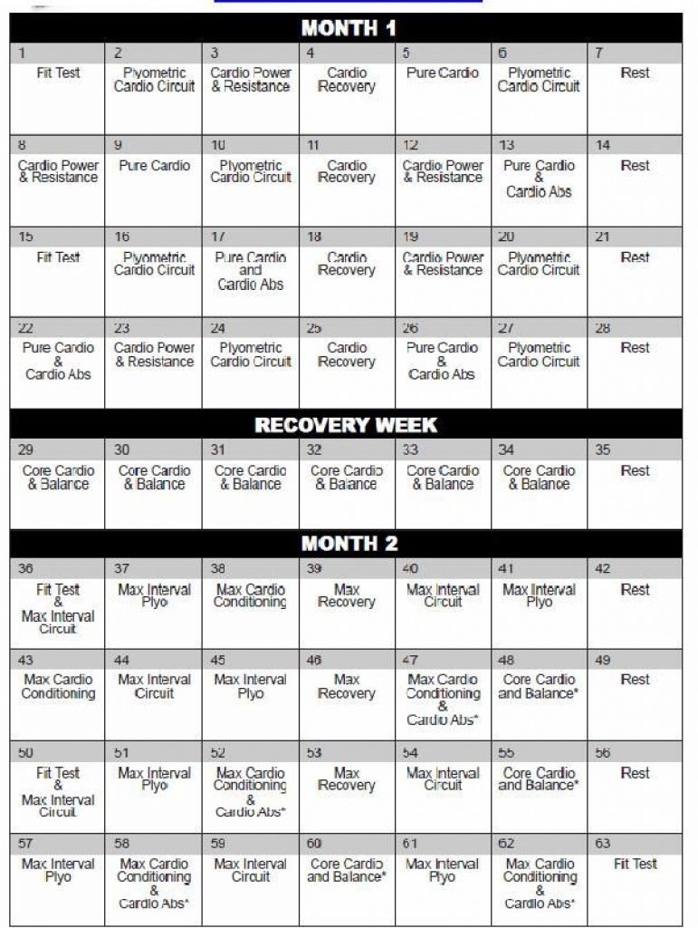 Insanity Calendar Month 1 May Create A Template To Incorporate The