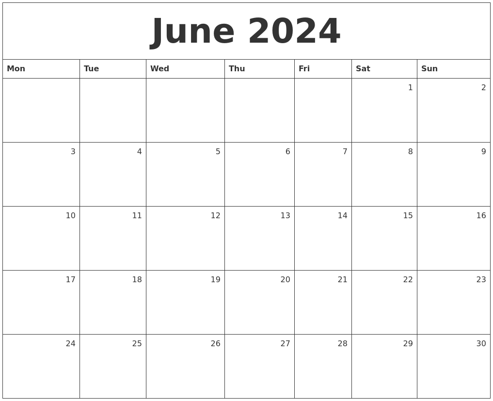 June Calendar 2024 Printable Word Latest Top Awasome Famous Calendar