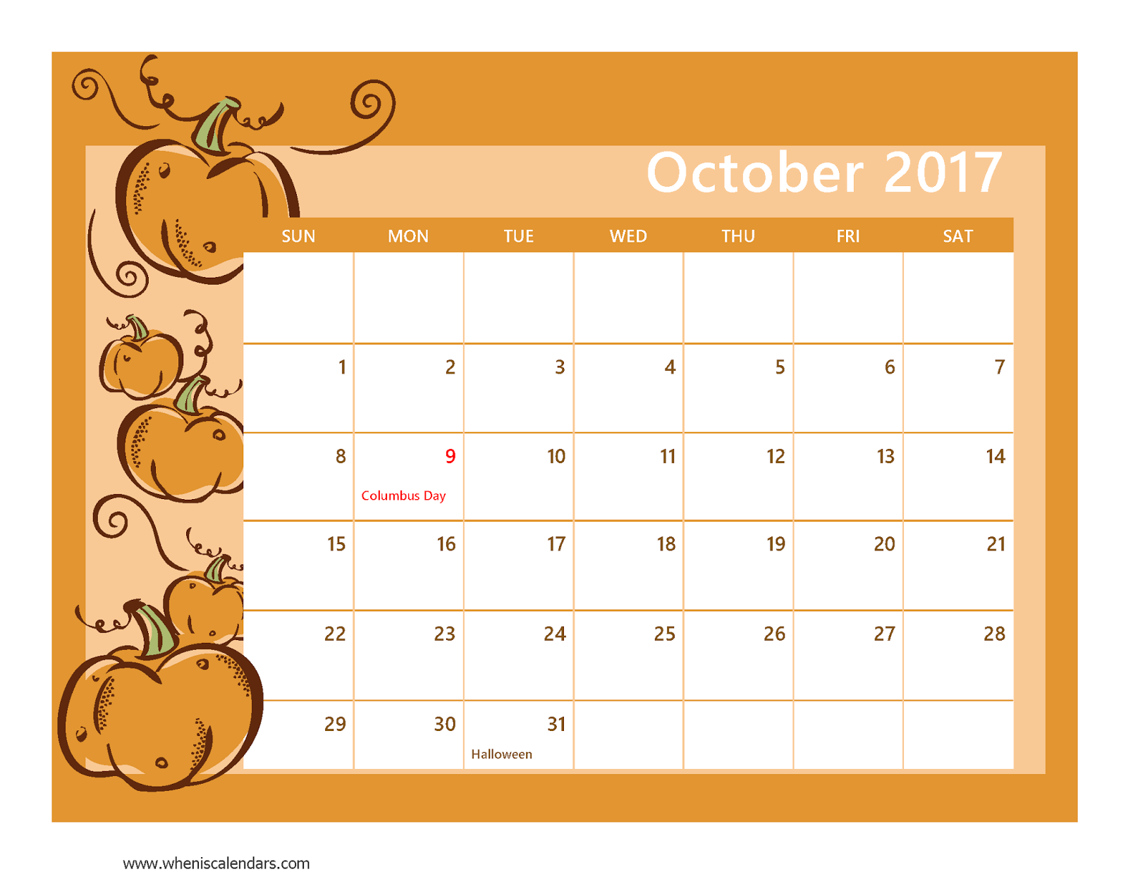 October Calendar Free Printable Printable Word Searches