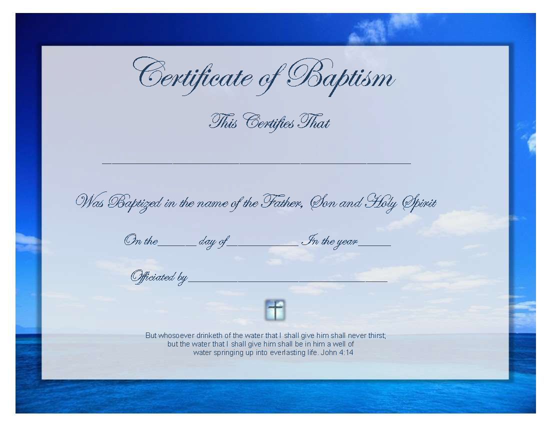 Printable Baptism Certificates