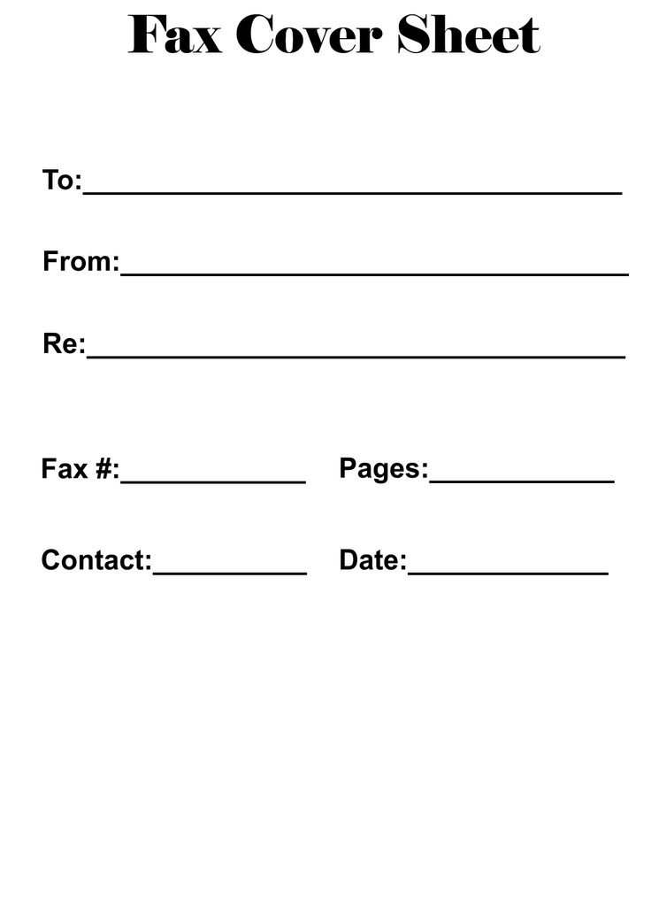 Printable Fax Cover Sheet With The Word Fax On It In Black And White
