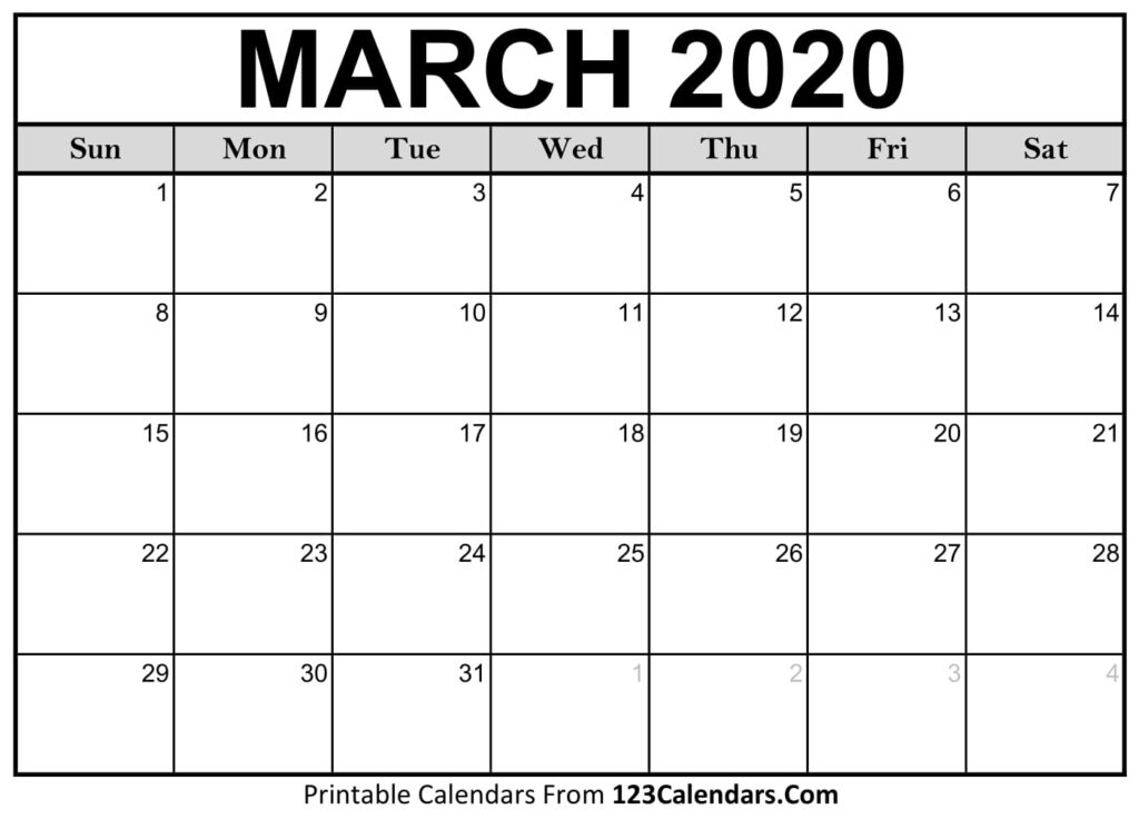 Printable March 2020 Calendar Printable Word Searches