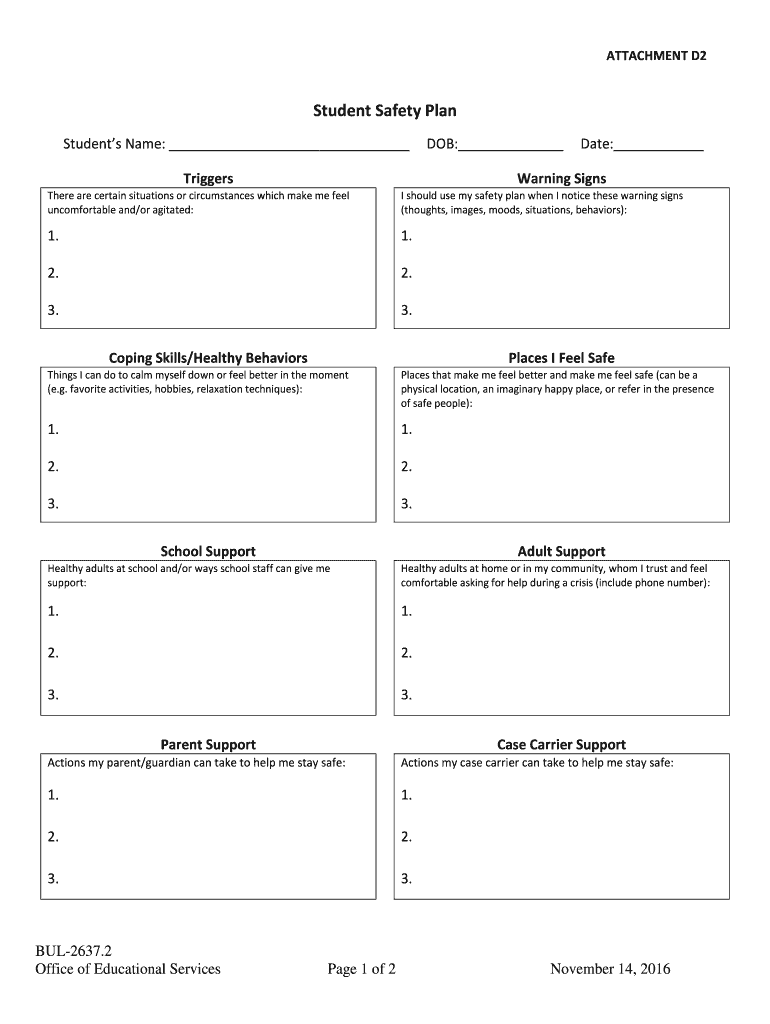 Safety Plan Template For Students Fill Online Printable Fillable