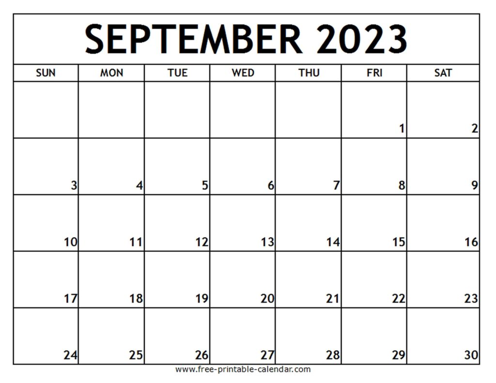 September 2023 Printable Calendar Free printable calendar