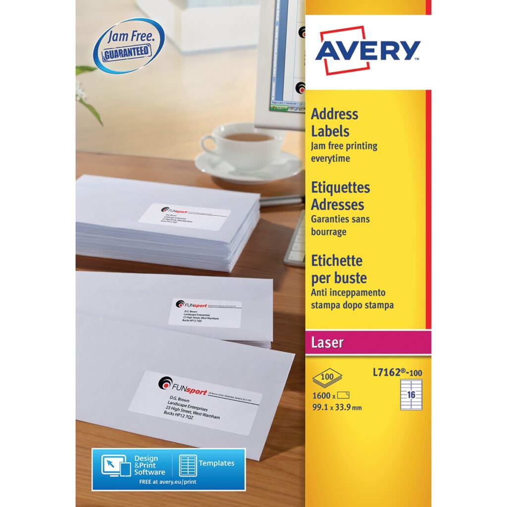 Stationery Supplies Avery L7162 100 Address Labels 100 Sheets 16