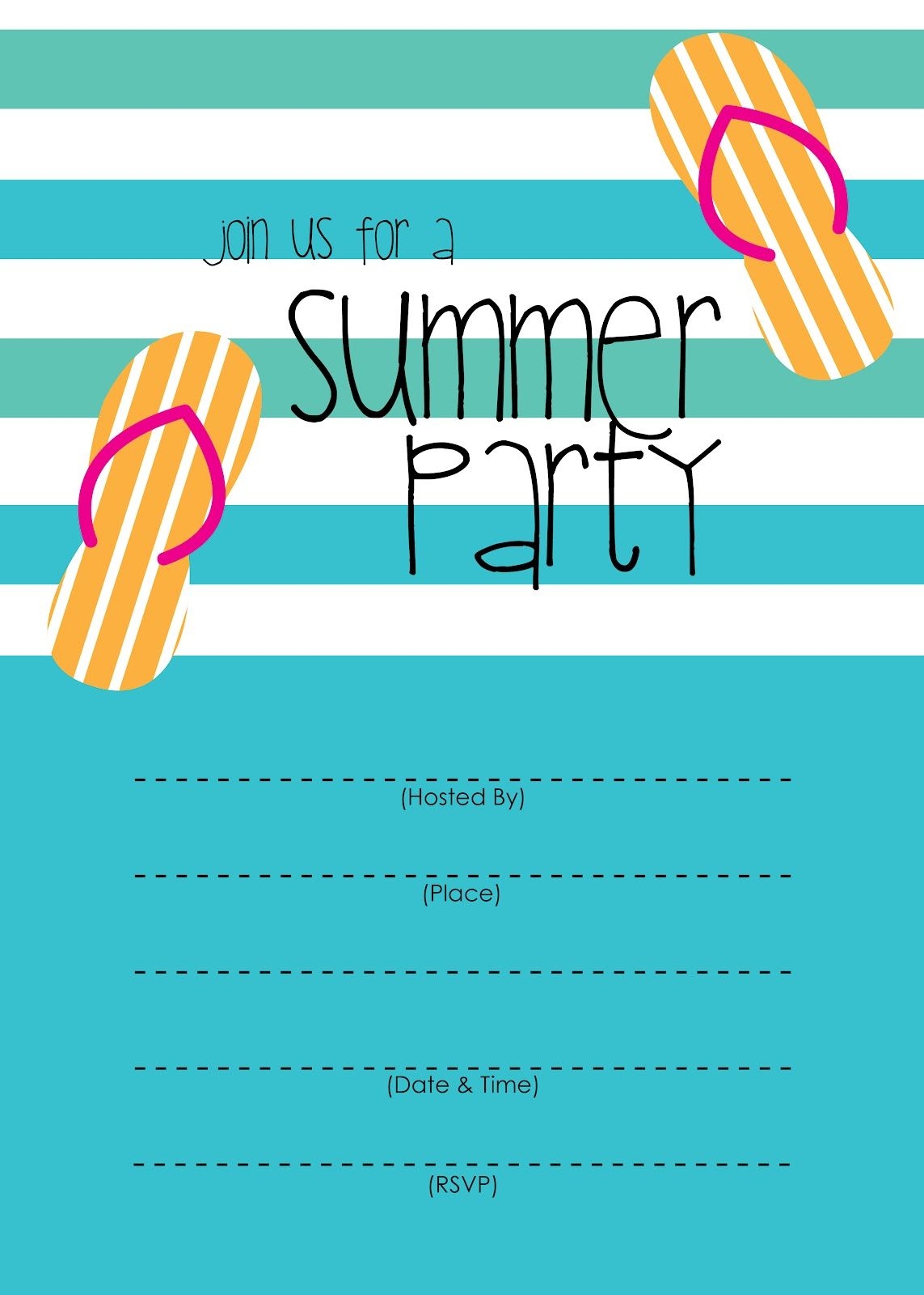 Summer Party Invitation Free Printable Party Invite Template Block