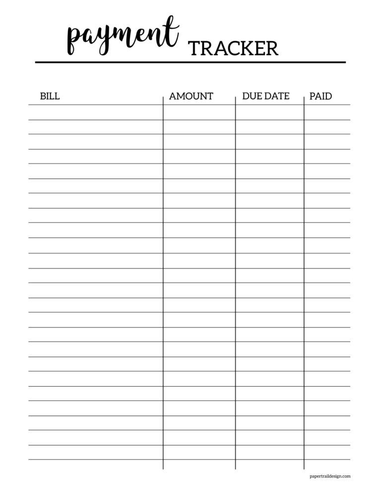 Use This Free Printable Bill Tracker To Keep Track Of Your Payments