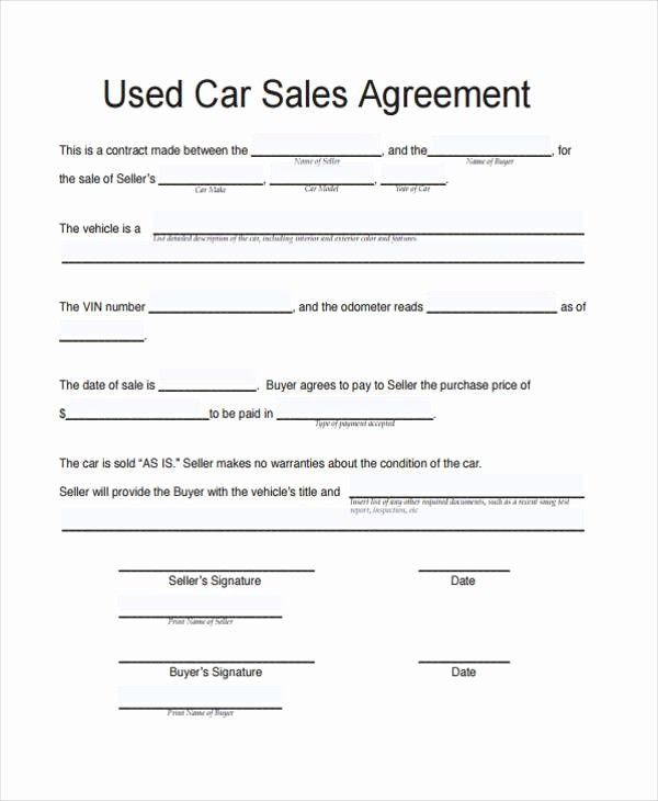 Used Car Sales Contract Template Beautiful Contract Forms In Pdf Sell